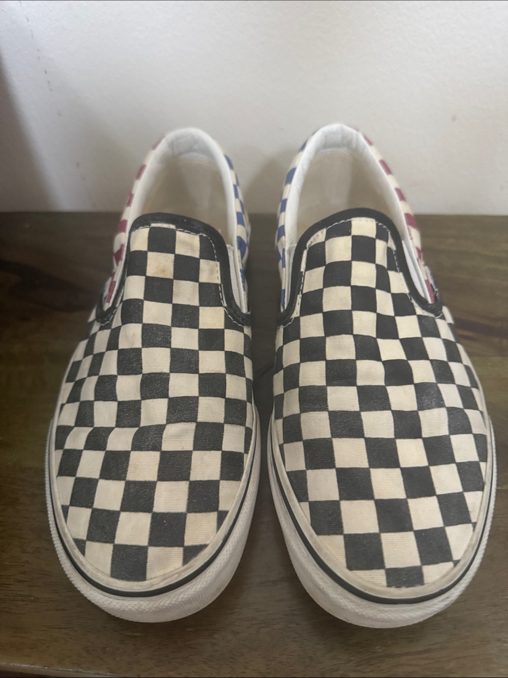 Vans Classic Slip-On Checkerboard Sneakers - Black/White Men’s7.5, Women’s 9